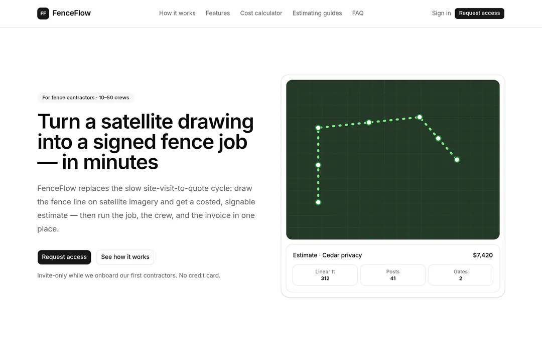 FenceFlow live homepage